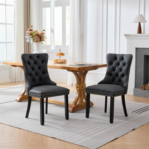 2pcs dining chairs leather - pu,