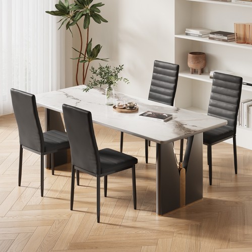 Set faux leather dining - of, 4
