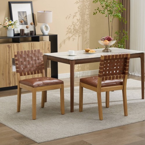 Set woven leather dining - 2, pu