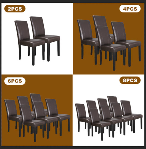 Brown parson chairs - 2/4/6/8,