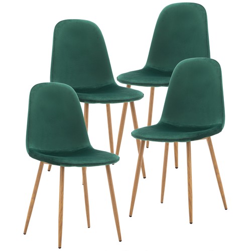 4pcs green velvet dining - 4pcs,