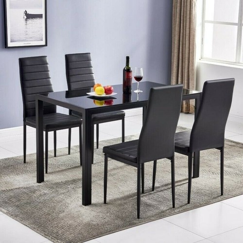 Set leather dining chairs - of, 4