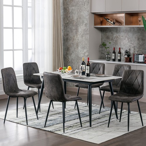 Dining chairs set velvet - 6x,